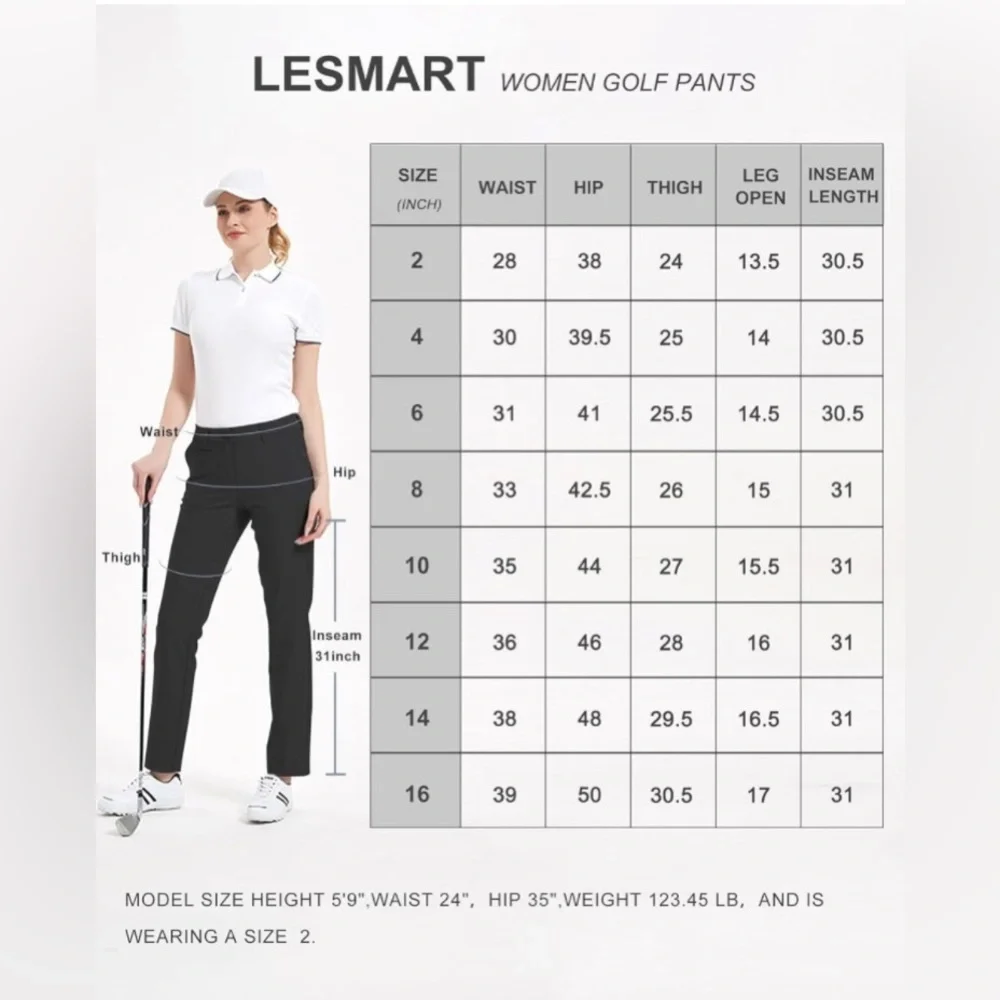NWT Lesmart Stretch Lightweight Women’s Golf Pants, Black, Sz 8 - Picture 8 of 8